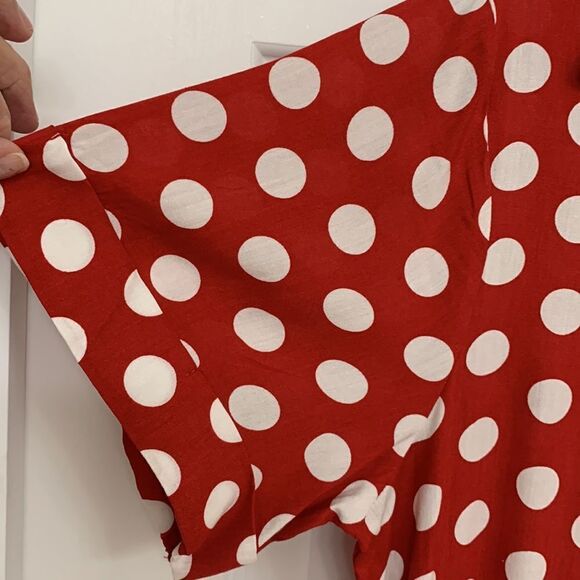 Eien Size Medium 100% Rayon red & white polkadot jumpsuit with side slits. - Picture 8 of 15